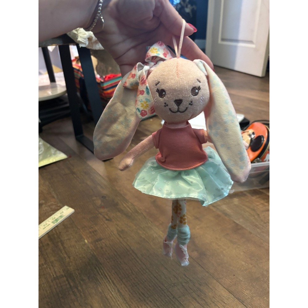 Sunny Days Entertainment Ballerina Bunny Plush Doll Pink Tutu Floral Bow Knit